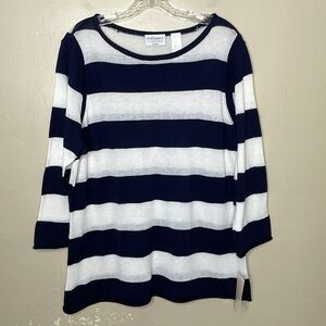 VILLAGER Woman Striped Sweater Blue & White NANTUCKET ISLAND Preppy NWT 1 (XL)